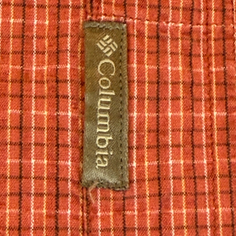 Columbia Shirt Mens XXL Orange Grid Plaid Short Sleeve Cotton Fishing Outdoor - Picture 3 of 11